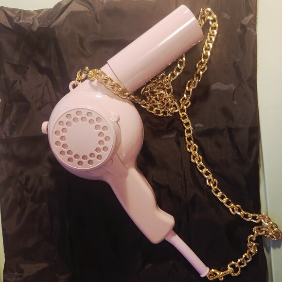 RARE MOSCHINO Hairdryer Crossbody Pink Bag with Gold Chain - Picture 4 of 8